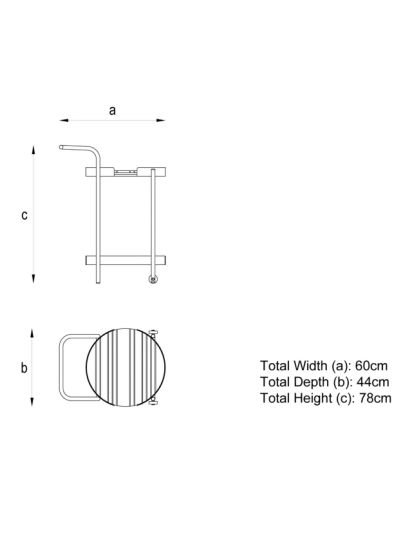 Round Garden Bar Trolley, (Acacia Wood), Black/Natural
