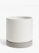 Ribbed Planter & Base, White
