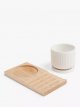 New bone china tabletop flower pots and boards, natural wood/white