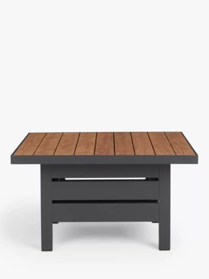 Platform Height-Adjustable Square Garden Dining Table, 81cm, Grey