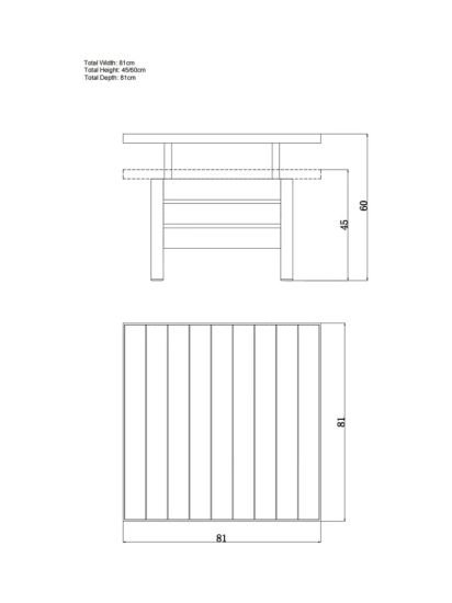 Platform Height-Adjustable Square Garden Dining Table, 81cm, Grey