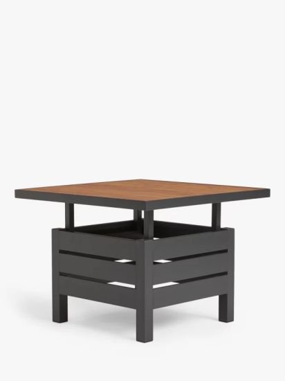 Platform Height-Adjustable Square Garden Dining Table, 81cm, Grey