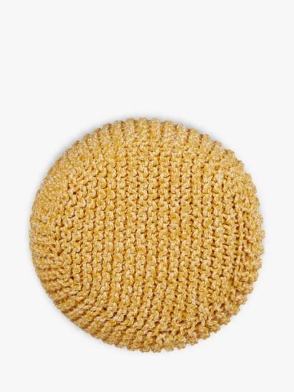 Chunky Knitted Pouffe, Mustard